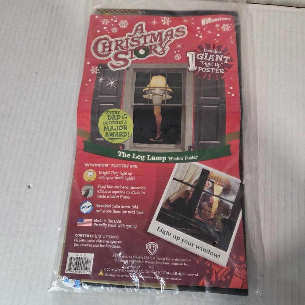 A Christmas Story WOWindow Leg Lamp Light Up Window Poster New Sealed RARE!